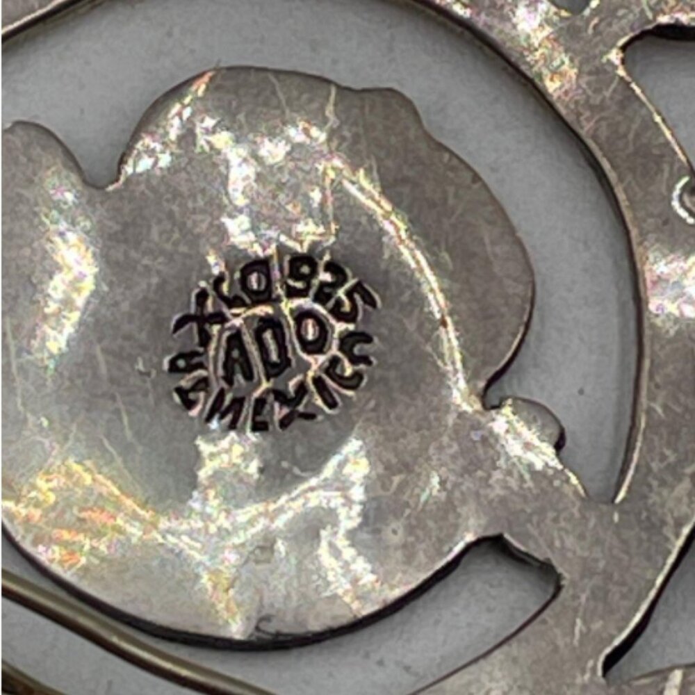 Taxco Mexico Sterling Aztec Sun God Brooch / Pendant, 10.2g, Alberto Diaz Ocampo - Picture 5 of 11